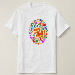 Graphic Printed T-Shirt for Happy Holi Tshirt | Casual Half Sleeve Round Neck T-Shirt