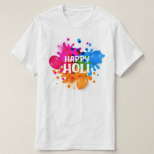 Graphic Printed T-Shirt for Happy Holi Tshirt | Casual Half Sleeve Round Neck T-Shirt