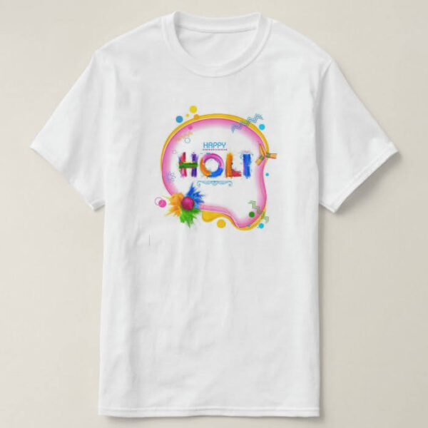 Graphic Printed T-Shirt for Happy Holi Tshirt | Casual Half Sleeve Round Neck T-Shirt