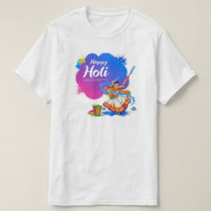Graphic Printed T-Shirt for Happy Holi Tshirt | Casual Half Sleeve Round Neck T-Shirt