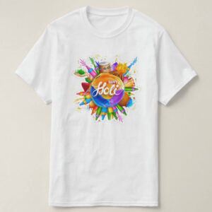 Graphic Printed T-Shirt for Happy Holi Tshirt | Casual Half Sleeve Round Neck T-Shirt