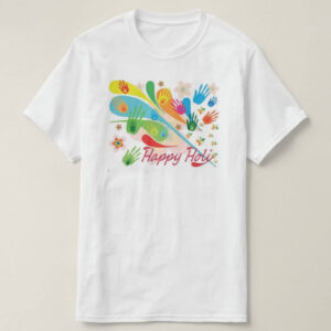 Graphic Printed T-Shirt for Happy Holi Tshirt Kids Casual Half Round Neck T-Shirt