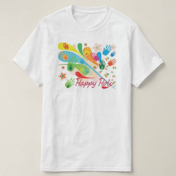 Graphic Printed T-Shirt for Happy Holi Tshirt Kids Casual Half Round Neck T-Shirt
