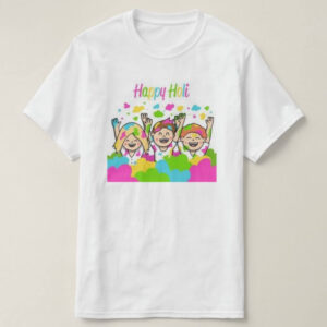 Graphic Printed T-Shirt for Happy Holi Tshirt Kids Casual Half Round Neck T-Shirt