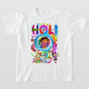 Graphic Printed T-Shirt for Happy Holi Tshirt Kids Casual Half Round Neck T-Shirt