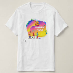 Graphic Printed T-Shirt for Happy Holi Tshirt | Casual Half Sleeve Round Neck T-Shirt