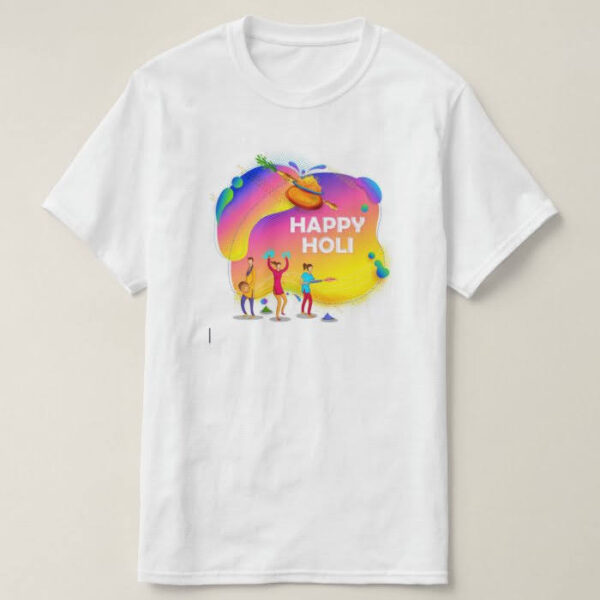 Graphic Printed T-Shirt for Happy Holi Tshirt | Casual Half Sleeve Round Neck T-Shirt