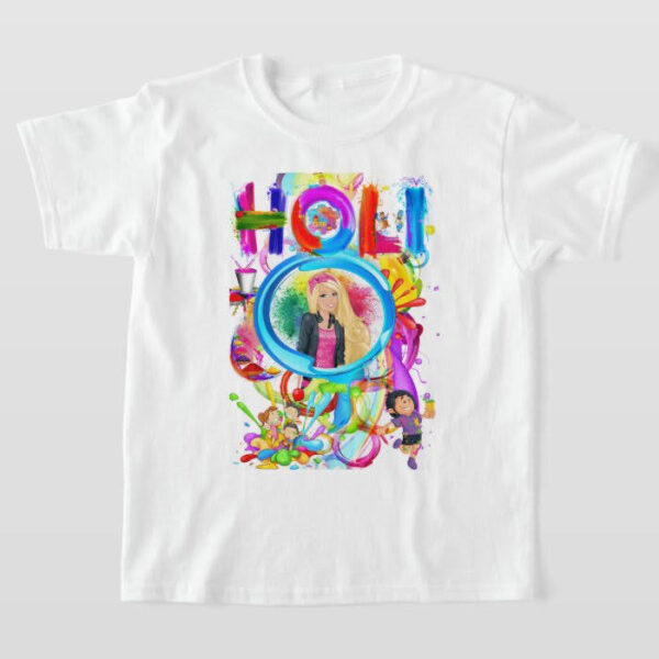 Graphic Printed T-Shirt for Happy Holi Tshirt Kids Casual Half Round Neck T-Shirt