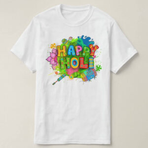 Graphic Printed T-Shirt for Happy Holi Tshirt | Casual Half Sleeve Round Neck T-Shirt