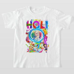 Graphic Printed T-Shirt for Happy Holi Tshirt Kids Casual Half Round Neck T-Shirt (Copy) (Copy)