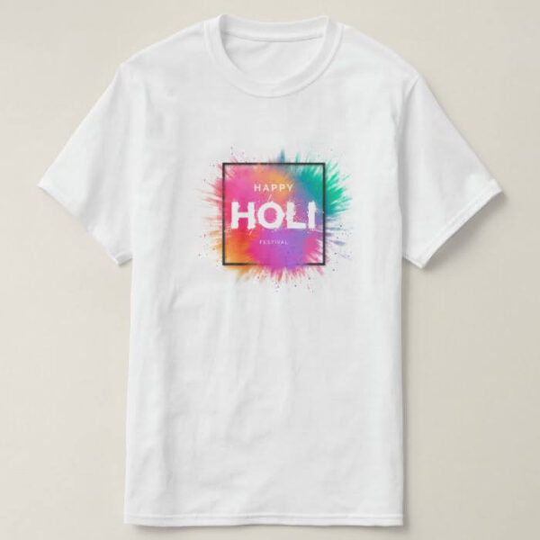 Graphic Printed T-Shirt for Happy Holi Tshirt | Casual Half Sleeve Round Neck T-Shirt