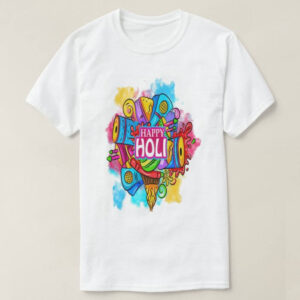 Graphic Printed T-Shirt for Happy Holi Tshirt | Casual Half Sleeve Round Neck T-Shirt