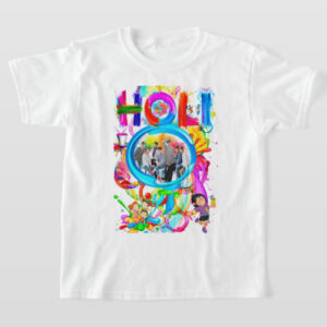 Graphic Printed T-Shirt for Happy Holi Tshirt Kids Casual Half Round Neck T-Shirt