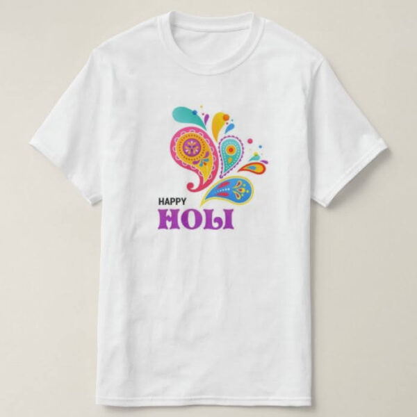 Graphic Printed T-Shirt for Happy Holi Tshirt | Casual Half Sleeve Round Neck T-Shirt