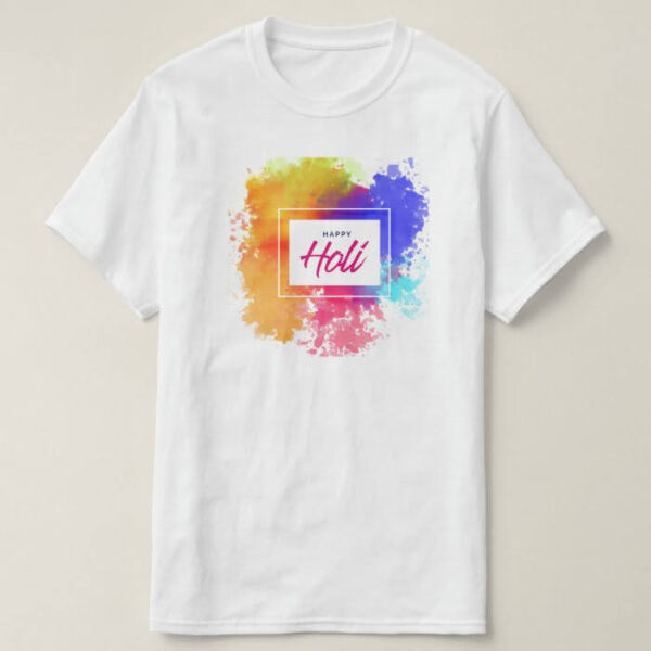 Graphic Printed T-Shirt for Happy Holi Tshirt | Casual Half Sleeve Round Neck T-Shirt