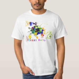 Graphic Printed T-Shirt for Happy Holi Tshirt | Casual Half Sleeve Round Neck T-Shirt