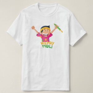 Graphic Printed T-Shirt for Happy Holi Tshirt Kids Casual Half Round Neck T-Shirt