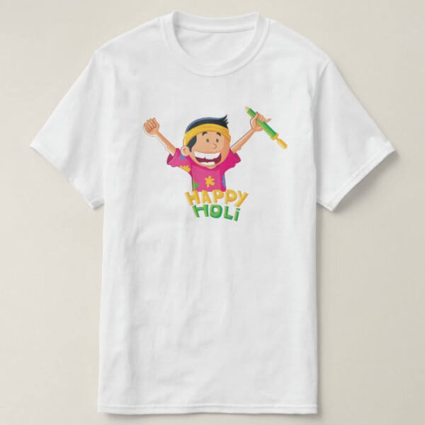 Graphic Printed T-Shirt for Happy Holi Tshirt | Casual Half Sleeve Round Neck T-Shirt