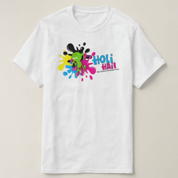 Graphic Printed T-Shirt for Happy Holi Tshirt Kids Casual Half Round Neck T-Shirt