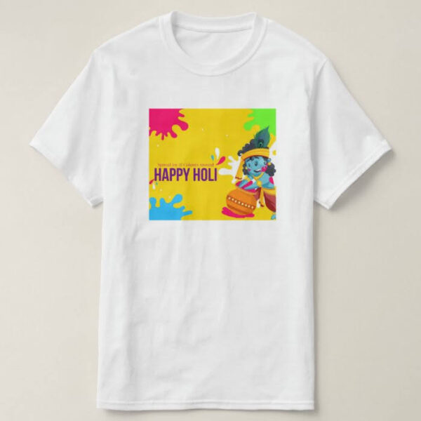 Graphic Printed T-Shirt for Happy Holi Tshirt | Casual Half Sleeve Round Neck T-Shirt