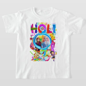 Graphic Printed T-Shirt for Happy Holi Tshirt Kids Casual Half Round Neck T-Shirt