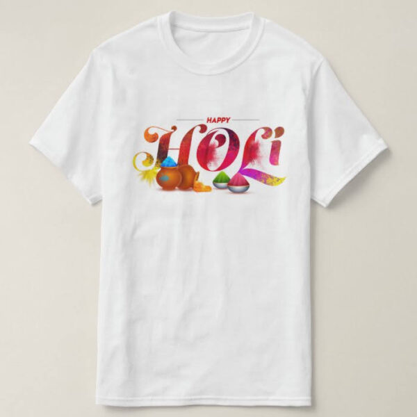 Graphic Printed T-Shirt for Happy Holi Tshirt | Casual Half Sleeve Round Neck T-Shirt