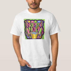 Graphic Printed T-Shirt for Happy Holi Tshirt | Casual Half Sleeve Round Neck T-Shirt