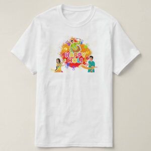 Graphic Printed T-Shirt for Happy Holi Tshirt | Casual Half Sleeve Round Neck T-Shirt