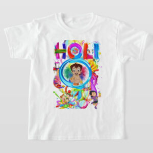 Graphic Printed T-Shirt for Happy Holi Tshirt Kids Casual Half Round Neck T-Shirt