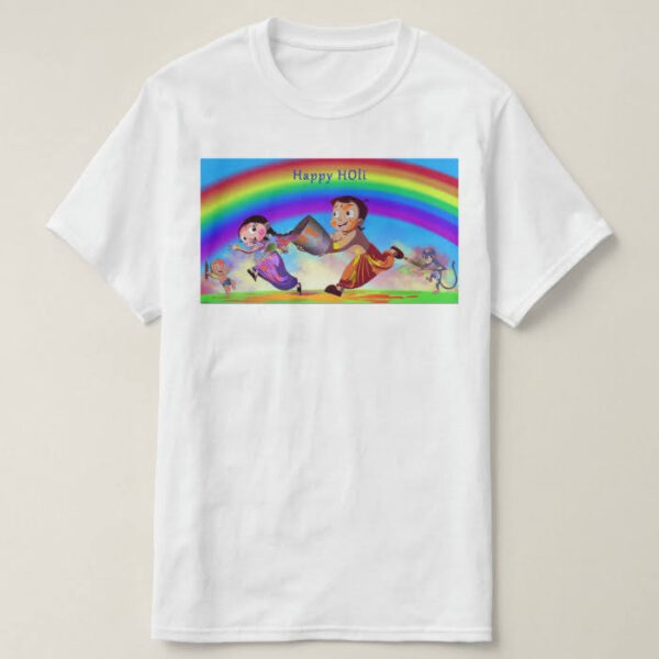 Graphic Printed T-Shirt for Happy Holi Tshirt Kids Casual Half Round Neck T-Shirt
