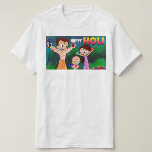 Graphic Printed T-Shirt for Happy Holi Tshirt Kids Casual Half Round Neck T-Shirt