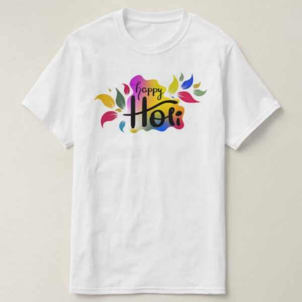 Graphic Printed T-Shirt for Happy Holi Tshirt | Casual Half Sleeve Round Neck T-Shirt