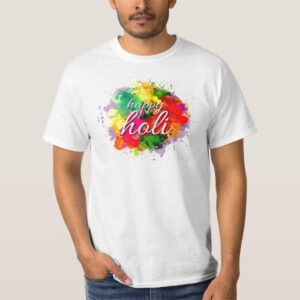 Graphic Printed T-Shirt for Happy Holi Tshirt | Casual Half Sleeve Round Neck T-Shirt