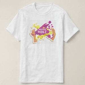Graphic Printed T-Shirt for Happy Holi Tshirt | Casual Half Sleeve Round Neck T-Shirt