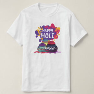 Graphic Printed T-Shirt for Happy Holi Tshirt | Casual Half Sleeve Round Neck T-Shirt