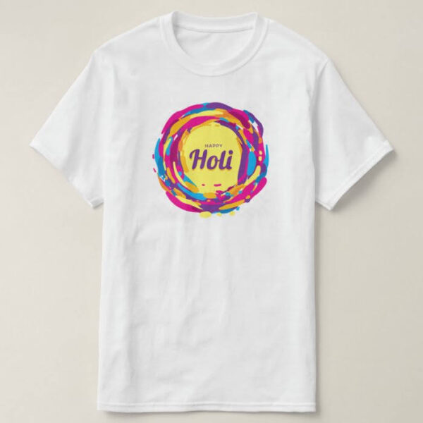 Graphic Printed T-Shirt for Happy Holi Tshirt | Casual Half Sleeve Round Neck T-Shirt