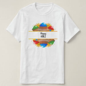 Graphic Printed T-Shirt for Happy Holi Tshirt | Casual Half Sleeve Round Neck T-Shirt