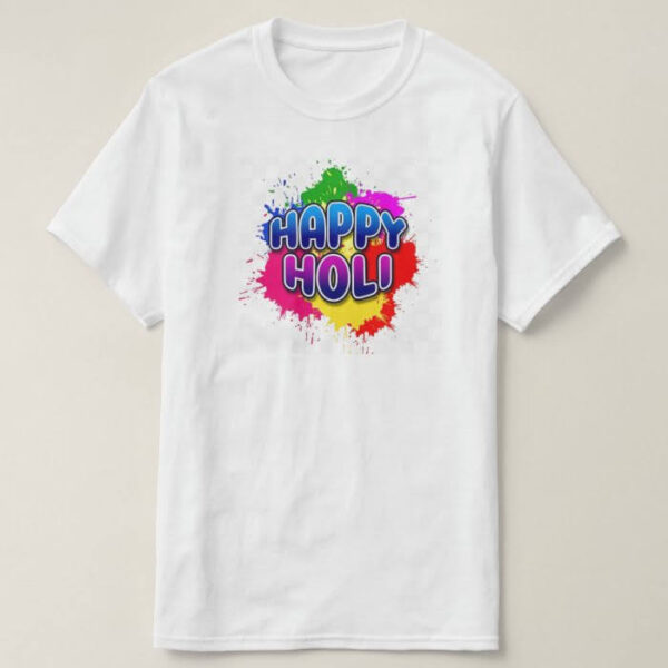 Graphic Printed T-Shirt for Happy Holi Tshirt | Casual Half Sleeve Round Neck T-Shirt