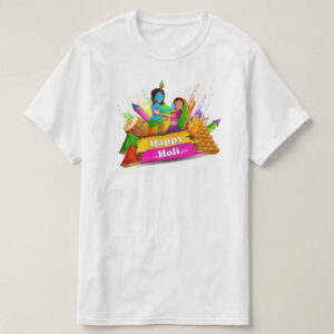 Graphic Printed T-Shirt for Happy Holi Tshirt | Casual Half Sleeve Round Neck T-Shirt