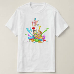 Graphic Printed T-Shirt for Happy Holi Tshirt Kids Casual Half Round Neck T-Shirt