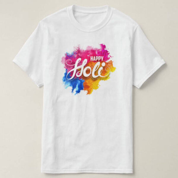 Graphic Printed T-Shirt for Happy Holi Tshirt | Casual Half Sleeve Round Neck T-Shirt