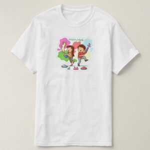 Graphic Printed T-Shirt for Happy Holi Tshirt Kids Casual Half Round Neck T-Shirt
