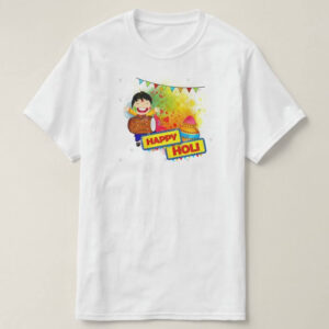 Graphic Printed T-Shirt for Happy Holi Tshirt | Casual Half Sleeve Round Neck T-Shirt