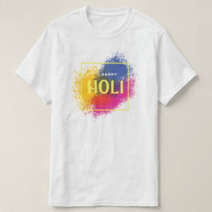 Graphic Printed T-Shirt for Happy Holi Tshirt | Casual Half Sleeve Round Neck T-Shirt