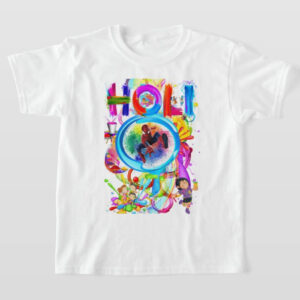 Graphic Printed T-Shirt for Happy Holi Tshirt Kids Casual Half Round Neck T-Shirt