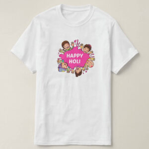 Graphic Printed T-Shirt for Happy Holi Tshirt | Casual Half Sleeve Round Neck T-Shirt