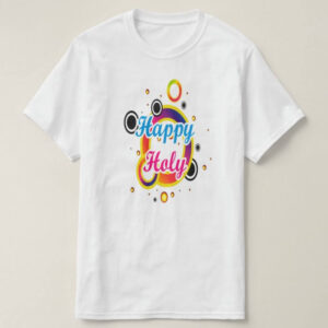 Graphic Printed T-Shirt for Happy Holi Tshirt | Casual Half Sleeve Round Neck T-Shirt