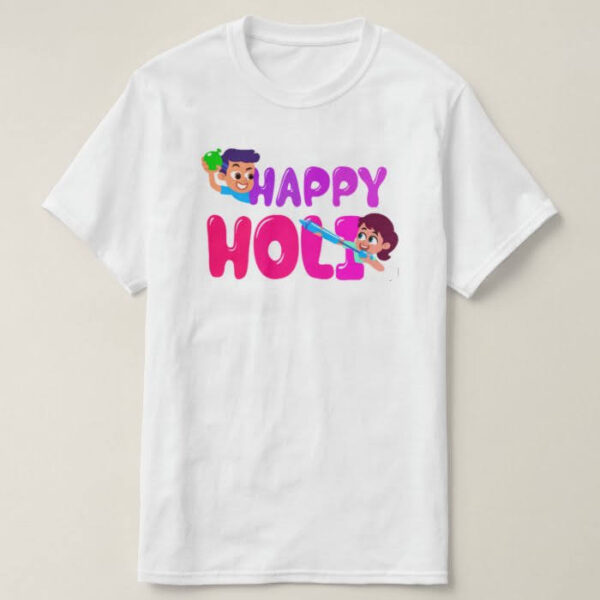 Graphic Printed T-Shirt for Happy Holi Tshirt | Casual Half Sleeve Round Neck T-Shirt
