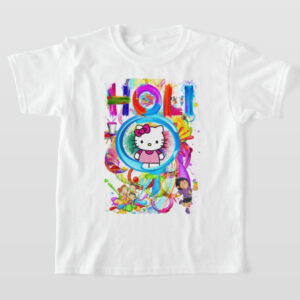 Graphic Printed T-Shirt for Happy Holi Tshirt Kids Casual Half Round Neck T-Shirt