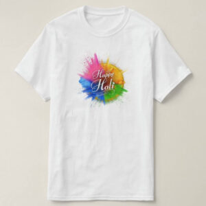 Graphic Printed T-Shirt for Happy Holi Tshirt | Casual Half Sleeve Round Neck T-Shirt
